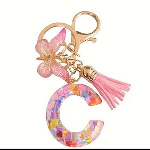 Alphabet Initial Letter Butterfly Keychain. PINK. NE…